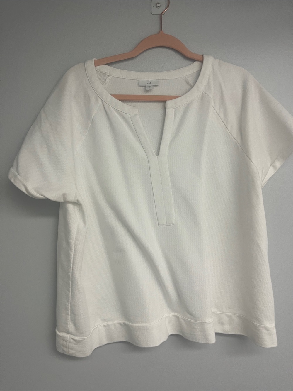 J. Jill White Short-Sleeve Split-Front Knit Top